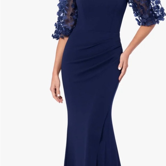 Xscape | Dresses | Xscape Eveningsplus Melanie 3d Floral Sleeve Scuba Crepe  Gown | Poshmark
